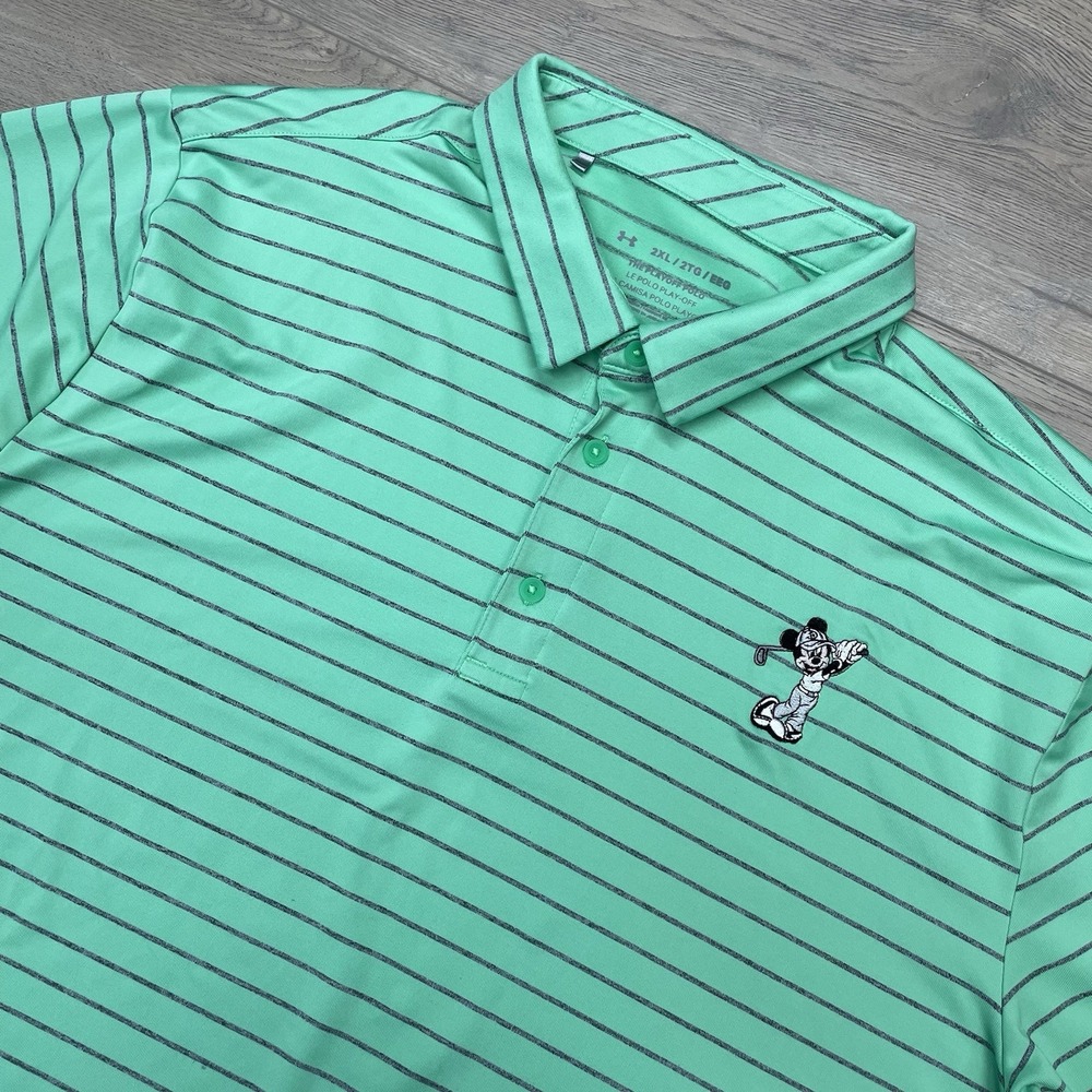 Under Armour Playoff Polo Mickey Mouse Disney Men Sz XXL Green Golf Polo